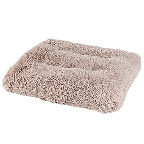 GUOCU Deluxe Plüsch Hundebett Haustierkissen Einfarbig Haustierbett mit Rutschfester Boden Waschbarem Weiche Warme Flauschige Haustiermatte für Hunde Und Katzen Universal,Khaki,122×83cm von GUOCU