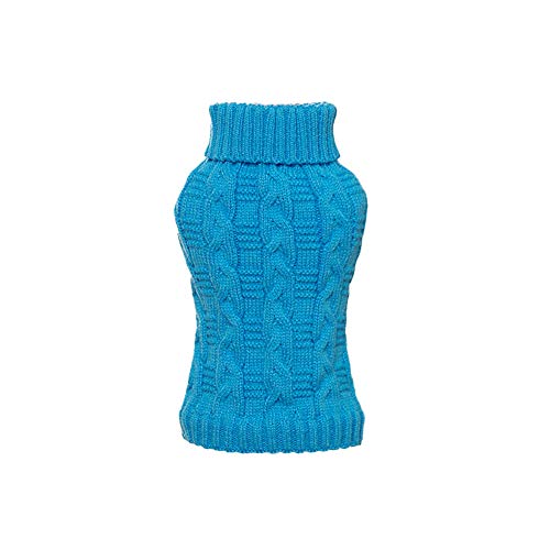 GUOCU Haustier Pullover, Hundepullover Hund Rollkragenpullover Strickpullover Winter Warmer Hund Mantel Dicker Katzenpullover Kleiner Katze Hund Pullover Jacke Weste Kleidung Blau A XL von GUOCU