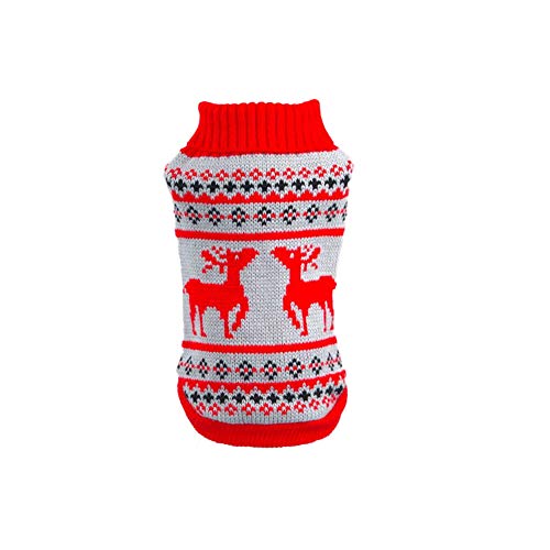 GUOCU Haustier Pullover Winter Katze Hundepullover Weihnachten Hunde Strickpullover,Warmer Hunde Katze Mantel Jacke Weste Welpen Kleidung Kleiner Hund Wintermantel Haustier Pullover Rot XS von GUOCU