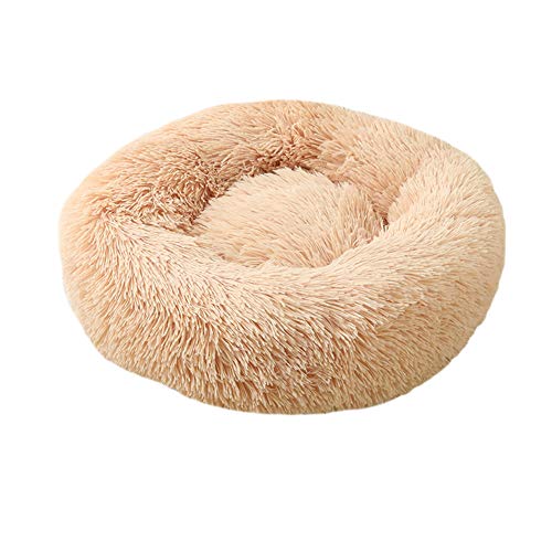 GUOCU Haustierbett Doughnut Form Klein Hund Bett Rundes Plüsch Katzenbett Hundehaus Welpen Tragbare Warme Weiche Bequeme Hundehütte,Braun 3,5XL:120cm von GUOCU