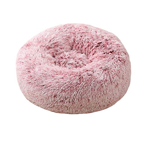 GUOCU Haustierbett Doughnut Form Klein Hund Bett Rundes Plüsch Katzenbett Hundehaus Welpen Tragbare Warme Weiche Bequeme Hundehütte,Rosa 6,XL80cm von GUOCU