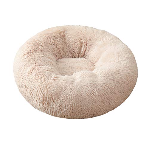 GUOCU Haustierbett Doughnut Form Klein Hund Bett Rundes Plüsch Katzenbett Hundehaus Welpen Tragbare Warme Weiche Bequeme Hundehütte,Weiß 3,XL80cm von GUOCU