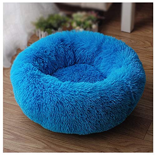 GUOCU Haustierbett Hundesofa Katzensofa Donut Kuschelnest Warmes Weiches Plüsch Hundekörbchen Hundesofa Mit Rutschfestem Boden Für Kleine Mittelgroße Haustiere,Blau,XS:40cm von GUOCU