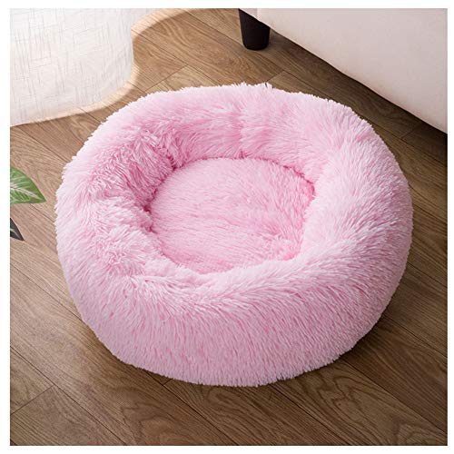 GUOCU Haustierbett Hundesofa Katzensofa Donut Kuschelnest Warmes Weiches Plüsch Hundekörbchen Hundesofa Mit Rutschfestem Boden Für Kleine Mittelgroße Haustiere,Rosa,XS:40cm von GUOCU