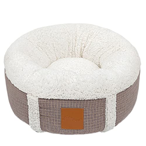 GUOCU Haustierbett für Katze Und Hund Waschbare Bett Geeignet Alle Vier Jahreszeiten Rund Und Plüsch Super Weiches Haustier Sofa Bequem Atmungsaktiv Winter Warm Haustierbett,Braun,40cm von GUOCU