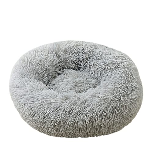 GUOCU Haustierbett für Katzen Und Hunde Rundes Plüsch Hundebett Katzenbett Doughnut Form Weich Flauschig Waschbar rutschfest Selbstwärmend Atmungsaktiv Klein Hund Haustierbett,Grau,50cm von GUOCU