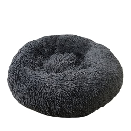 GUOCU Haustierbett für Katzen Und Hunde Rundes Plüsch Hundebett Katzenbett Doughnut Form Weich Flauschig Waschbar rutschfest Selbstwärmend Atmungsaktiv Klein Hund Haustierbett,Grau1,70cm von GUOCU