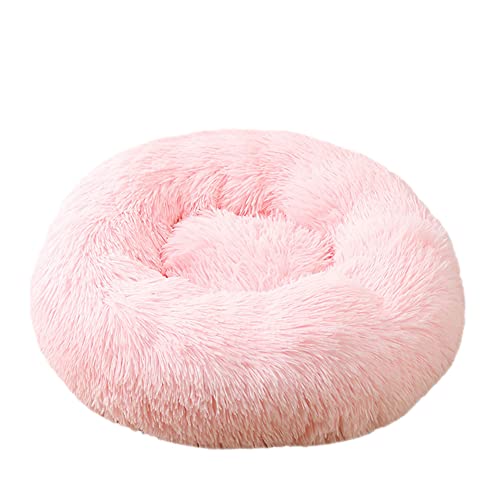 GUOCU Haustierbett für Katzen Und Hunde Rundes Plüsch Hundebett Katzenbett Doughnut Form Weich Flauschig Waschbar rutschfest Selbstwärmend Atmungsaktiv Klein Hund Haustierbett,Rosa,60cm von GUOCU