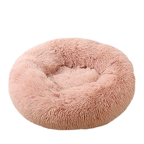 GUOCU Haustierbett für Katzen Und Hunde Rundes Plüsch Hundebett Katzenbett Doughnut Form Weich Flauschig Waschbar rutschfest Selbstwärmend Atmungsaktiv Klein Hund Haustierbett,Rosa1,50cm von GUOCU