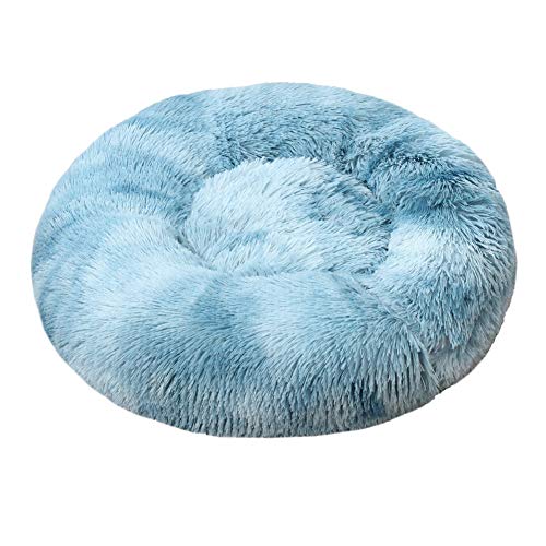 GUOCU Hundebett Tierbett Plüsch Weich Runden Katze Schlafen Bett Hundesofa Katzensofa Flauschig, Weich Und Waschbar Für Katzen Hunde,Blau 2,S:50cm von GUOCU