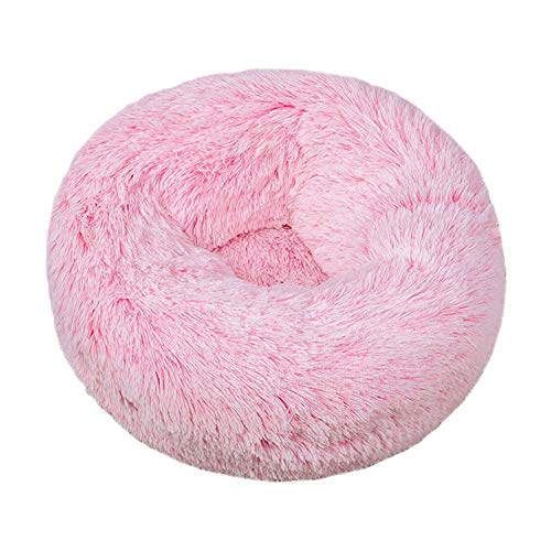 GUOCU Hundebett Tierbett Plüsch Weich Runden Katze Schlafen Bett Hundesofa Katzensofa Flauschig, Weich Und Waschbar Für Katzen Hunde,Rosa,L:70cm von GUOCU