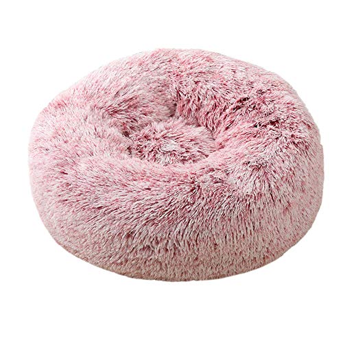 GUOCU Hundebett Tierbett Plüsch Weich Runden Katze Schlafen Bett Hundesofa Katzensofa Flauschig, Weich Und Waschbar Für Katzen Hunde,Rosa 2,L:70cm von GUOCU