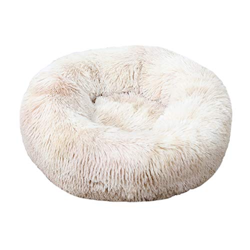 GUOCU Hundebett Tierbett Plüsch Weich Runden Katze Schlafen Bett Hundesofa Katzensofa Flauschig, Weich Und Waschbar Für Katzen Hunde,Weiß,XL80cm von GUOCU