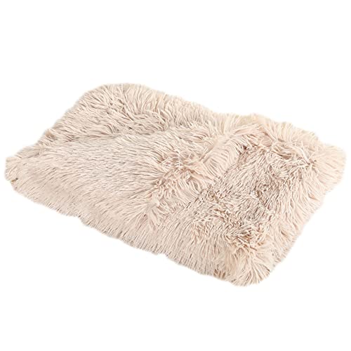 GUOCU Hundedecken Flauschig Plüsch Katzendecke Super Softe Weiche Warme Einfarbig Doppeilseitige Haustierdecke Weiche Fleecedecke Waschbare, Bett Decken für Hunde Und Katze,Aprikose,56×36cm von GUOCU