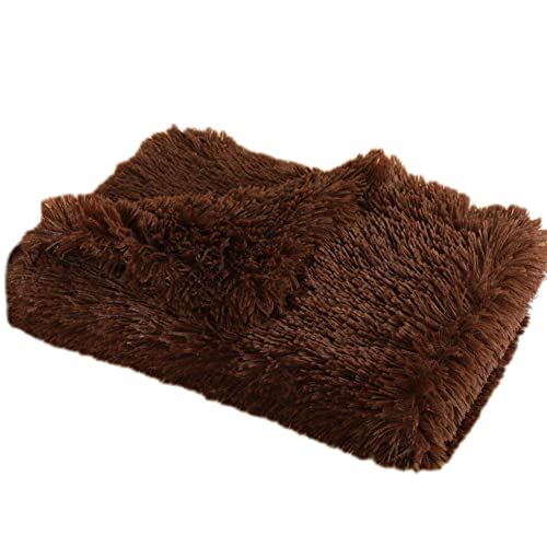 GUOCU Hundedecken Flauschig Plüsch Katzendecke Super Softe Weiche Warme Einfarbig Doppeilseitige Haustierdecke Weiche Fleecedecke Waschbare, Bett Decken für Hunde Und Katze,Kaffee1,56×36cm von GUOCU