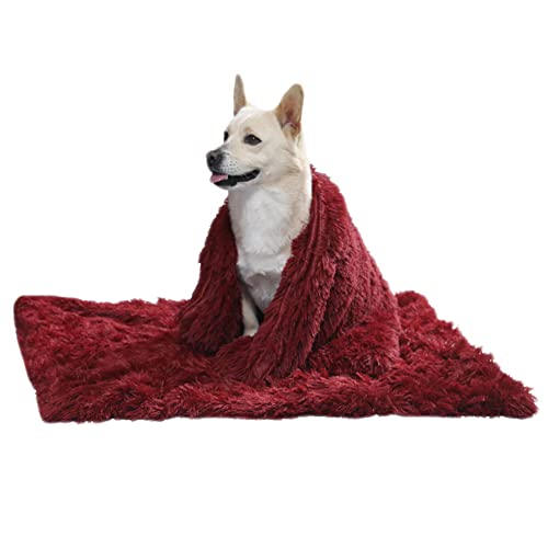 GUOCU Hundedecken Flauschig Plüsch Katzendecke Super Softe Weiche Warme Einfarbig Doppeilseitige Haustierdecke Weiche Fleecedecke Waschbare, Bett Decken für Hunde Und Katze,Rot,127x100cm von GUOCU