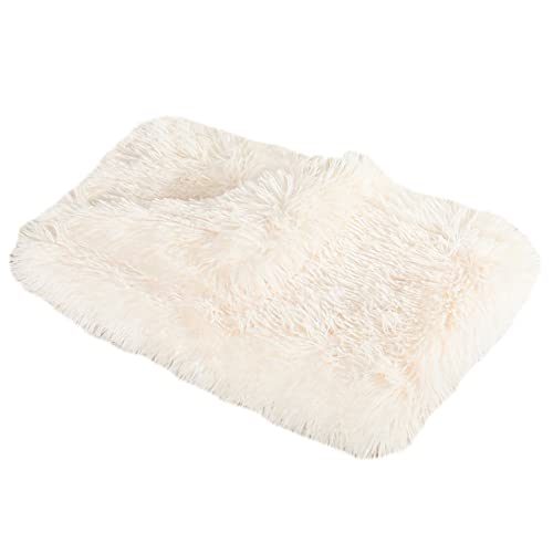 GUOCU Hundedecken Flauschig Plüsch Katzendecke Super Softe Weiche Warme Einfarbig Doppeilseitige Haustierdecke Weiche Fleecedecke Waschbare, Bett Decken für Hunde Und Katze,Weiß,100×75cm von GUOCU