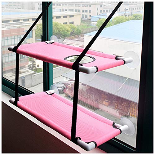 GUOCU Katze Ruhend Sitz Sitzstange Fenster Hängematte Sonne Bad Raum Speichern Sicherheit Katze Bett Fensterbett Pink2 60 * 35 * 63CM von GUOCU