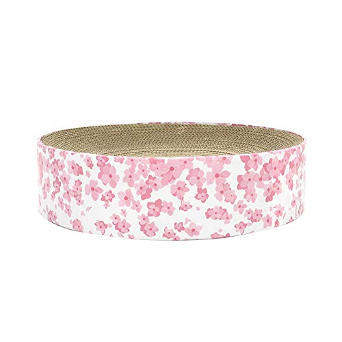 GUOCU Katzen Kratzbrett Runder Katzenkratzmatte Kratzschutz Kratzmöbel Wellpappe Kratzpads Haustier Katzenbett Pink-L 38.5 * 10CM von GUOCU