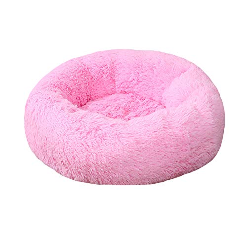 GUOCU Katzenbett Schöne Tierbett Hundekörbchen Hundesofa Klein Hundebett Haustierbett Plüsch Weich Runden Katze Schlafen Bett,Rosa 4,3XL:110cm von GUOCU