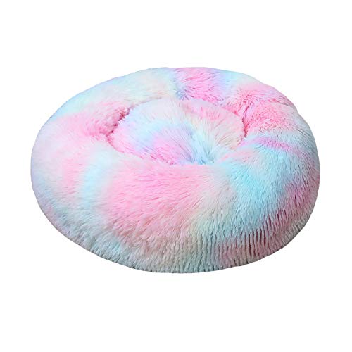 GUOCU Katzenbett Schöne Tierbett Hundekörbchen Hundesofa Klein Hundebett Haustierbett Plüsch Weich Runden Katze Schlafen Bett,Rosa 7,3XL:110cm von GUOCU