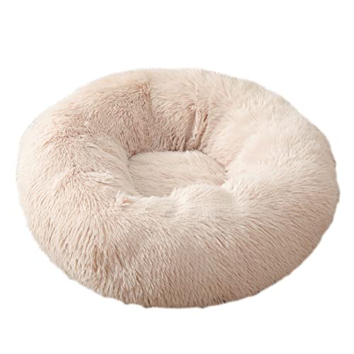 GUOCU Katzenbett Waschbar rutschfest Flauschiges Hundebett Super Weich Donut Haustierbett Runde Plüsch Katzenschlafplatz für Katzen Und Kleine Hunde Selbstwärmend Kuschelbett,Aprikose,120cm von GUOCU