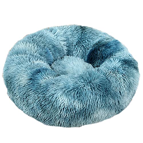 GUOCU Katzenbett Waschbar rutschfest Flauschiges Hundebett Super Weich Donut Haustierbett Runde Plüsch Katzenschlafplatz für Katzen Und Kleine Hunde Selbstwärmend Kuschelbett,Blau2,100cm von GUOCU