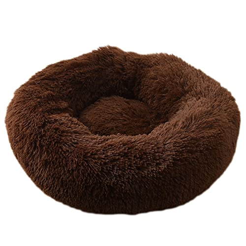 GUOCU Katzenbett Waschbar rutschfest Flauschiges Hundebett Super Weich Donut Haustierbett Runde Plüsch Katzenschlafplatz für Katzen Und Kleine Hunde Selbstwärmend Kuschelbett,Braun,70cm von GUOCU