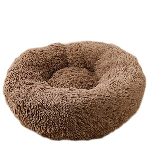 GUOCU Katzenbett Waschbar rutschfest Flauschiges Hundebett Super Weich Donut Haustierbett Runde Plüsch Katzenschlafplatz für Katzen Und Kleine Hunde Selbstwärmend Kuschelbett,Braun1,100cm von GUOCU