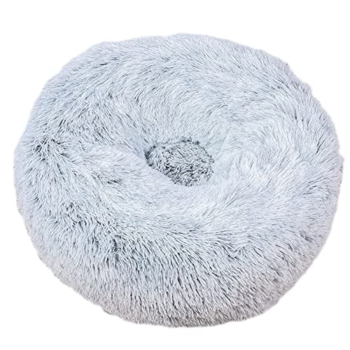 GUOCU Katzenbett Waschbar rutschfest Flauschiges Hundebett Super Weich Donut Haustierbett Runde Plüsch Katzenschlafplatz für Katzen Und Kleine Hunde Selbstwärmend Kuschelbett,Grau2,120cm von GUOCU