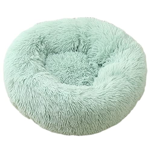 GUOCU Katzenbett Waschbar rutschfest Flauschiges Hundebett Super Weich Donut Haustierbett Runde Plüsch Katzenschlafplatz für Katzen Und Kleine Hunde Selbstwärmend Kuschelbett,Grün,100cm von GUOCU