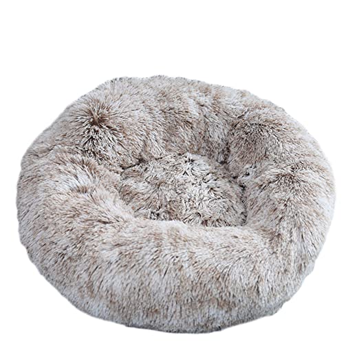 GUOCU Katzenbett Waschbar rutschfest Flauschiges Hundebett Super Weich Donut Haustierbett Runde Plüsch Katzenschlafplatz für Katzen Und Kleine Hunde Selbstwärmend Kuschelbett,Khaki1,100cm von GUOCU