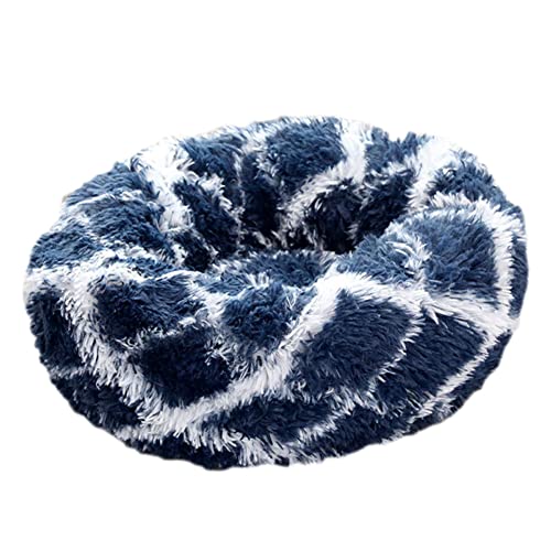 GUOCU Katzenbett Waschbar rutschfest Flauschiges Hundebett Super Weich Donut Haustierbett Runde Plüsch Katzenschlafplatz für Katzen Und Kleine Hunde Selbstwärmend Kuschelbett,Marine,80cm von GUOCU