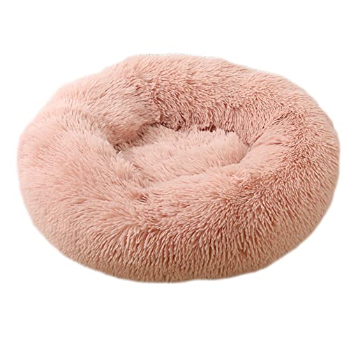 GUOCU Katzenbett Waschbar rutschfest Flauschiges Hundebett Super Weich Donut Haustierbett Runde Plüsch Katzenschlafplatz für Katzen Und Kleine Hunde Selbstwärmend Kuschelbett,Rosa1,100cm von GUOCU