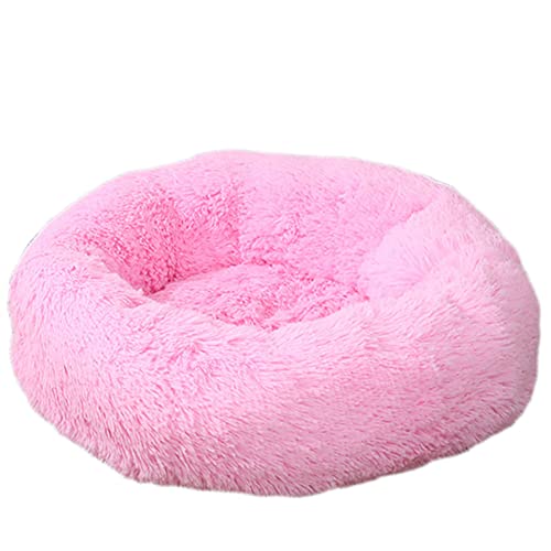 GUOCU Katzenbett Waschbar rutschfest Flauschiges Hundebett Super Weich Donut Haustierbett Runde Plüsch Katzenschlafplatz für Katzen Und Kleine Hunde Selbstwärmend Kuschelbett,Rosa2,120cm von GUOCU