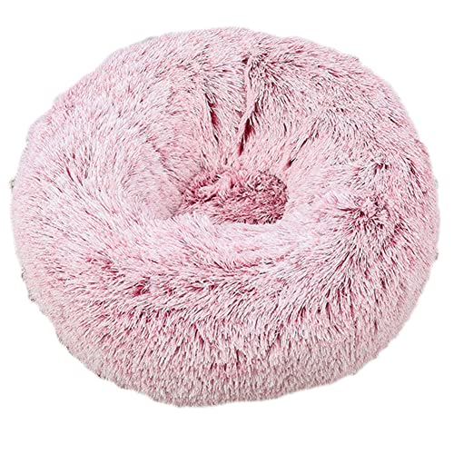 GUOCU Katzenbett Waschbar rutschfest Flauschiges Hundebett Super Weich Donut Haustierbett Runde Plüsch Katzenschlafplatz für Katzen Und Kleine Hunde Selbstwärmend Kuschelbett,Rosa3,120cm von GUOCU