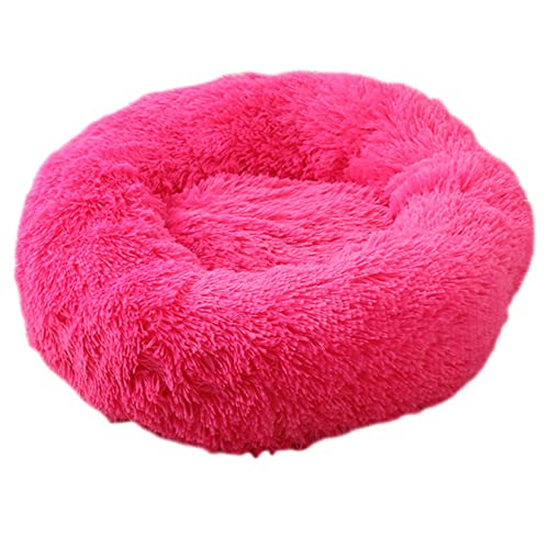 GUOCU Katzenbett Waschbar rutschfest Flauschiges Hundebett Super Weich Donut Haustierbett Runde Plüsch Katzenschlafplatz für Katzen Und Kleine Hunde Selbstwärmend Kuschelbett,Rosen Rot,110cm von GUOCU