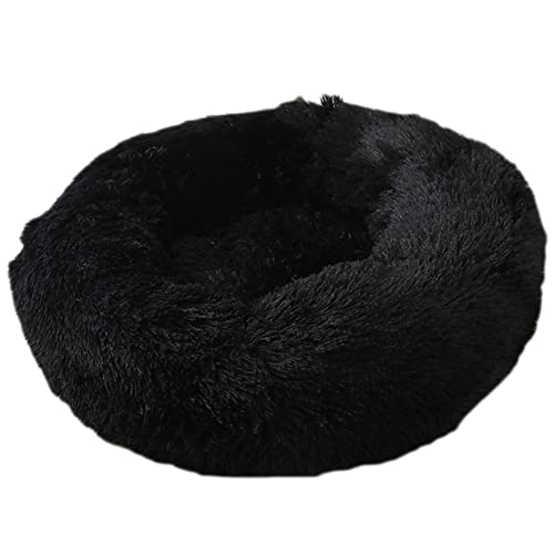 GUOCU Katzenbett Waschbar rutschfest Flauschiges Hundebett Super Weich Donut Haustierbett Runde Plüsch Katzenschlafplatz für Katzen Und Kleine Hunde Selbstwärmend Kuschelbett,Schwarz,70cm von GUOCU