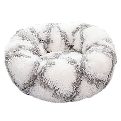 GUOCU Katzenbett Waschbar rutschfest Flauschiges Hundebett Super Weich Donut Haustierbett Runde Plüsch Katzenschlafplatz für Katzen Und Kleine Hunde Selbstwärmend Kuschelbett,Weiß1,40cm von GUOCU