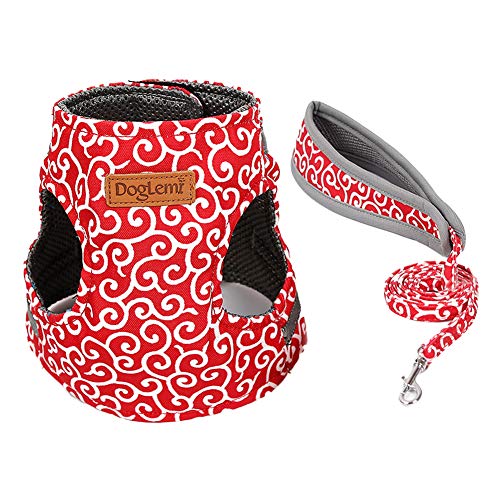 GUOCU Katzenkleidung Hunde Laufgeschirr Weich Katze/Hunde Weste Haustier Hund Harness Geschirr Verstellbar Hundegeschirr Brustgeschirr,Geschirre für Katzen Kätzchen Welpen Kleine Hunde Rot XS von GUOCU