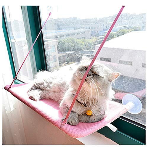 GUOCU Katzenliege Fensterplatz, Perfekter Fensterliegeplatz für Katzen Hängen Bett Haustier Hängematte Pink 53 * 32 * 38CM von GUOCU