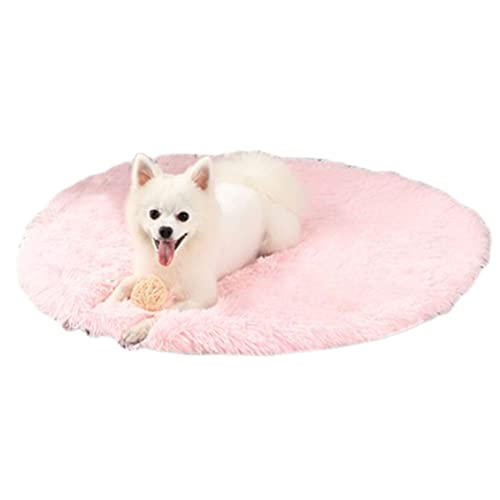 GUOCU Kunstpelz Shaggy Flauschig Hundematte Haustiermatte Super Weiches Hundebett Waschbar rutschfest Einfarbig Haustierbett für Hunde Und Katzen Runde Katzenbett Plüsches Bett,Rosa2,100cm von GUOCU