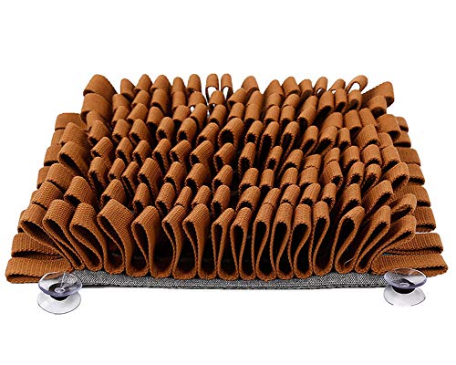 GUOCU Non-Toxic Schnüffelteppich Hund Schnüffelteppich Snuffle Mat,Pet Snuffle Mat Sniffing Pad Schnüffelspielzeug Schnüffelrasen Schnupftabakmatte Fütterungsmatte Braun one Size von GUOCU