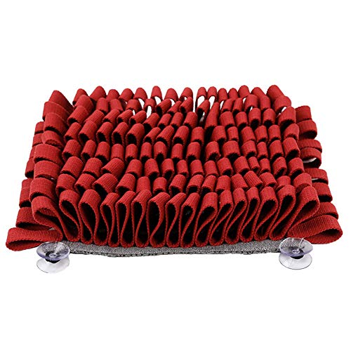 GUOCU Non-Toxic Schnüffelteppich Hund Schnüffelteppich Snuffle Mat,Pet Snuffle Mat Sniffing Pad Schnüffelspielzeug Schnüffelrasen Schnupftabakmatte Fütterungsmatte rot one Size von GUOCU