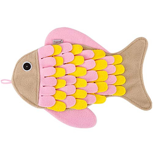 GUOCU Pet Snuffle Mat,Fischschwanz Katzenhund rutschfest Schnüffelmatte für Hund langsam Essen, Haustier Interaktiv Spielzeug Riechen-Trainierung Schnüffelteppich Rosa one Size von GUOCU