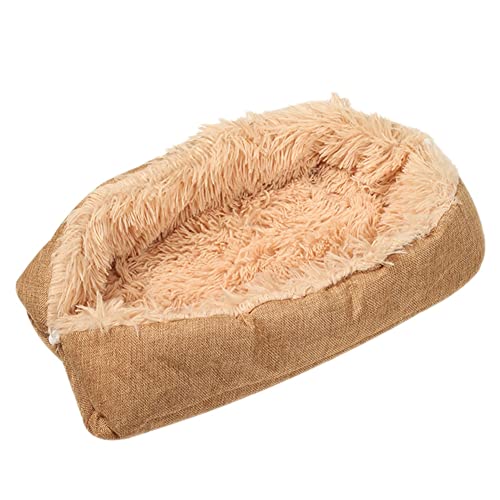 GUOCU Weiches Katzenbett Waschbar Plüsch Haustierbett für Katzen Und Kleine Hunde,2 In 1 Katzenbett Schlafsack Warmes Haus Katzendecke Waschbares Nest Bett für Katzen,Gelb,70×80cm von GUOCU