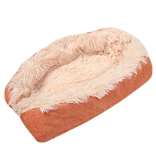 GUOCU Weiches Katzenbett Waschbar Plüsch Haustierbett für Katzen Und Kleine Hunde,2 In 1 Katzenbett Schlafsack Warmes Haus Katzendecke Waschbares Nest Bett für Katzen,Orange,50×60cm von GUOCU