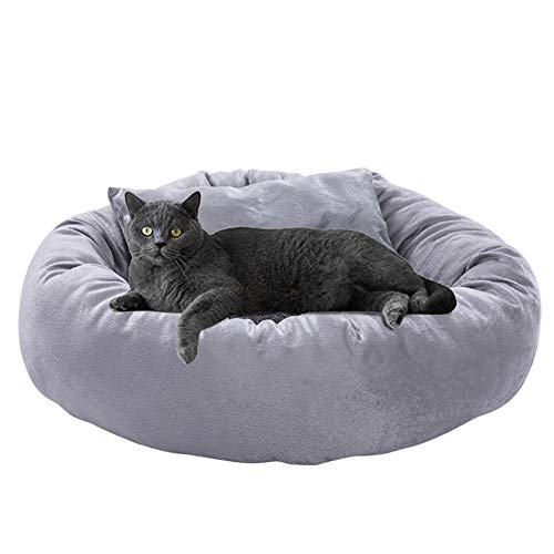 GUOCU Weiches Und Kuscheliges Hundebett Haustierbett Kuschelkissen Katzensofa Hundehöhle Katzenbett Für Kleine, Mittelgroße Haustiere Form Katzenliege Katzenkissen Welpenbett,Grau,XS:40cm von GUOCU