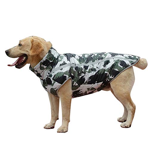 GUOCU Wind- und wasserdichte Winterweste für den Winter, bequemer, reflektierender Haustiermantel, warme Hundekleidung für kaltes Wetter,Schwarz-Weiss,3XL von GUOCU