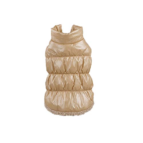 Haustier Hund Katze Kleidung,Hundejacke Hundemantel Warme Hund Jacke Katzen Gepolsterte Weste Bulldog Chihuahua Teddy Welpen Daunenjacke Wasserdichte Haustier Vierbeiniges Mantel Jacke Beige B 3XL von GUOCU